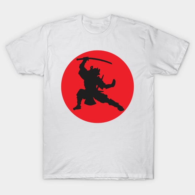 Samurai with Japanese Red Sun T-Shirt by XOZ